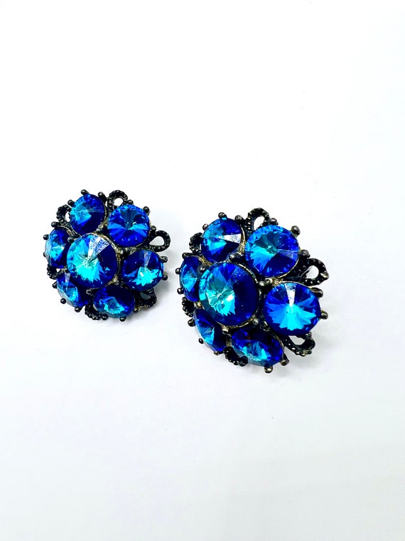 Gorgeous Vtg Weiss Blue Helitrope Stone Earrings - image 3