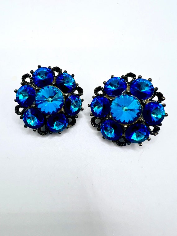 Gorgeous Vtg Weiss Blue Helitrope Stone Earrings - image 2