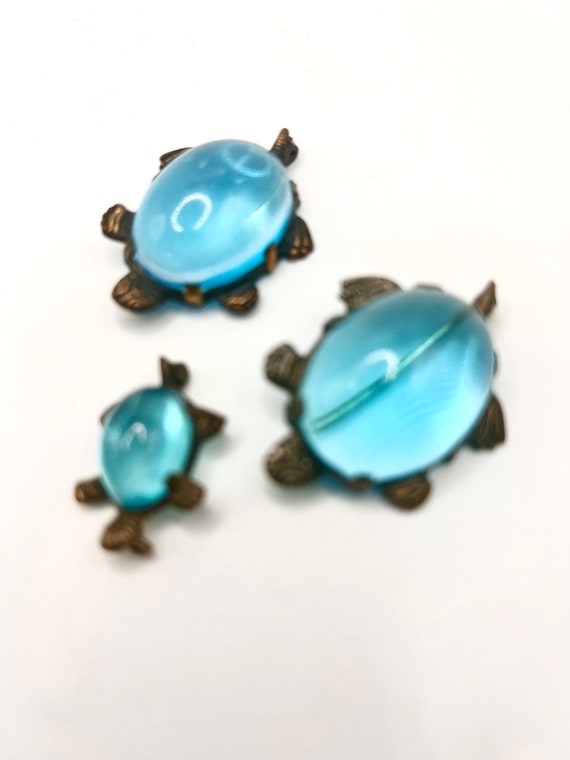 Cutest Vtg uncas Three Blue Glass Jelly Belly Tort