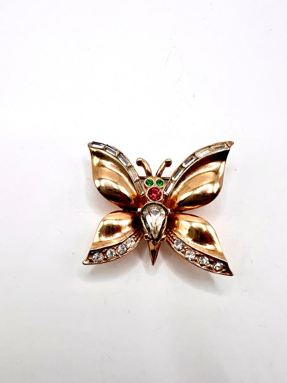 Beautiful Vtg Unsigned Coro Gold Tone Butterfly Br