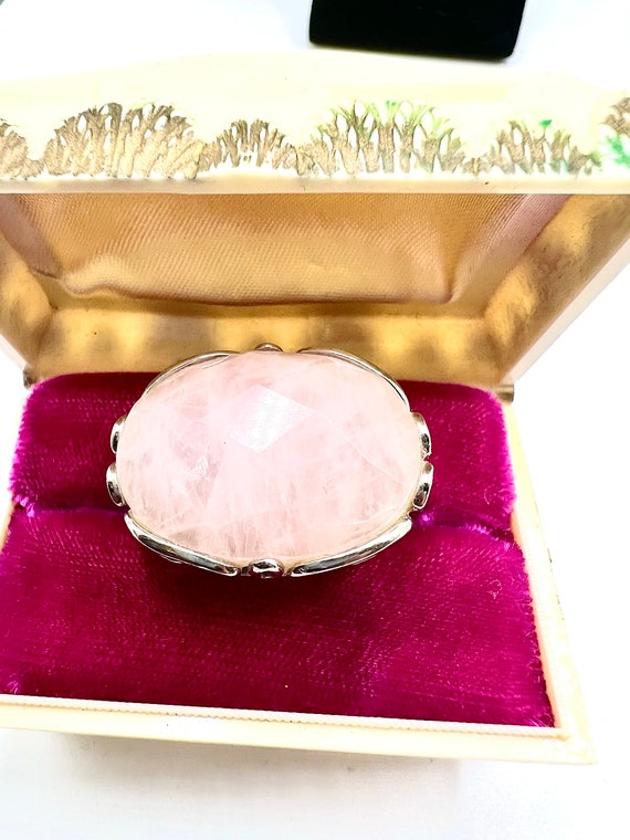 Gorgeous  Faceted Pink Quartz Silver   Ring Mk’d 9