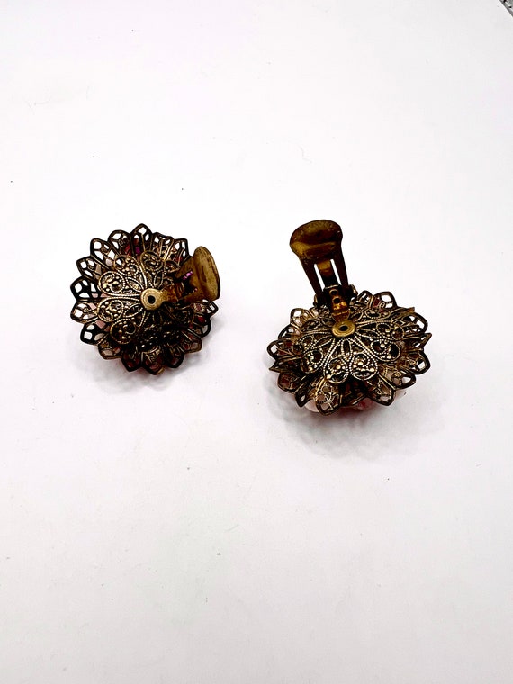 Gorgeous Vtg  Czech Art  Glass Beads Filigree Ear… - image 5