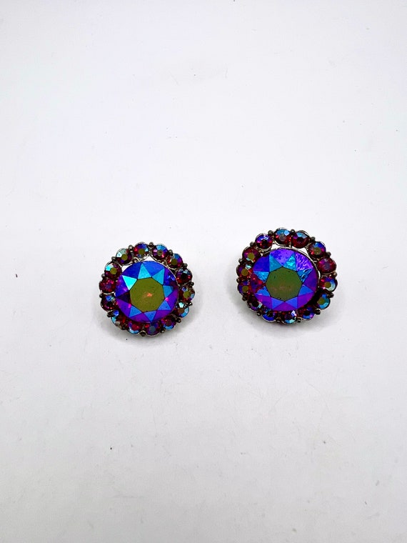 Gorgeous Vtg Coro Rainbow AB Earrings