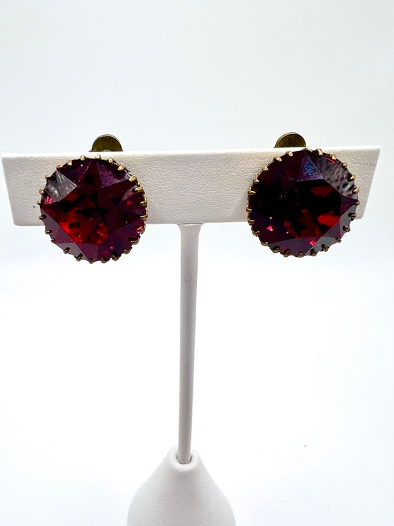 Gorgeous Vtg  Chunky Red Earrings Mk’d Austria