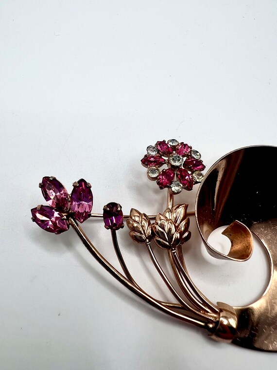 Gorgeous Vtg Mk’d Coro Sterling W/ Pink And Clear… - image 3