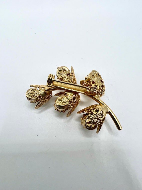 Beautiful Vtg Peridot And Filigree Flower  Pin - image 4