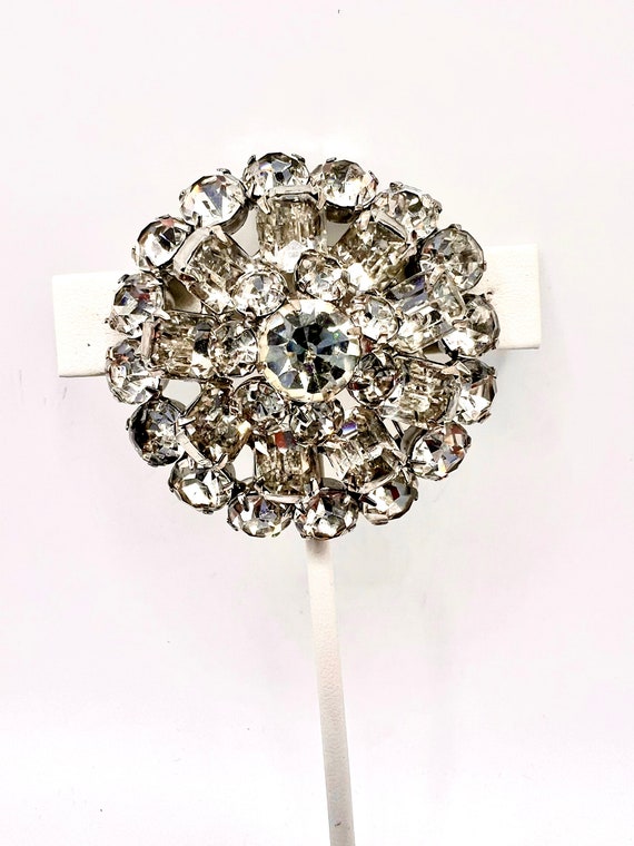 Gorgeous Vtg Clear  Rhinestone Brooch