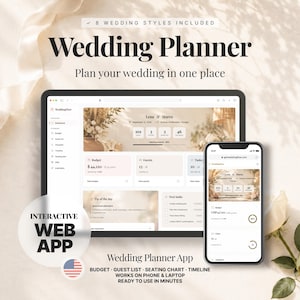 Interaktive Hochzeitsplaner Web App | WeddingFlow Gästeliste, Budget, Sitzplan, Timeline & Checkliste | Funktioniert auf Telefon und Laptop