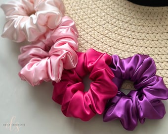 Premium Silk Satin Scrunchie, Luxurious Hair Accessories for Effortless Style, Gifts for Her Wedding Bridesmaid Gift, 24 Colours available