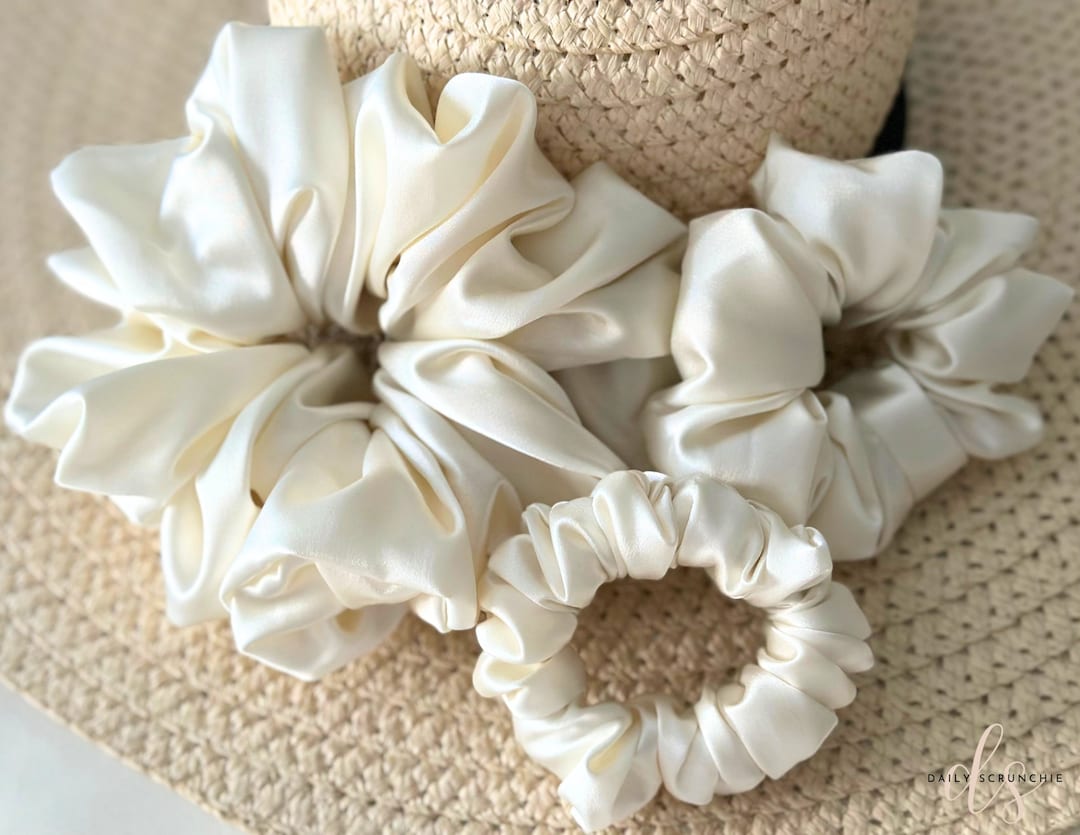 Premium Silk Satin Hair Scrunchie Set XXL Oversized Large Satin ...