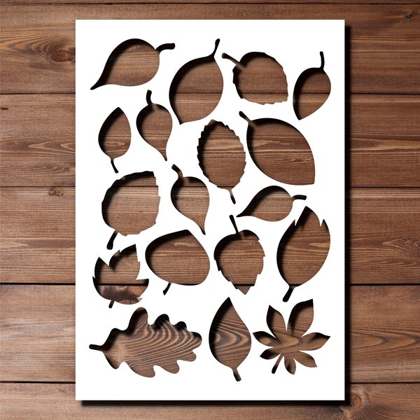 Leaf Pattern Stencil A4 A3 Size 190 Micron Mylar Reusable Flexible Home Decor Craft Flowers Leaves Autumn Fall Pattern Fabric Painting 2