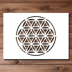 Pochoir mandala om zen - A4 A3 190 microns Mylar réutilisable flexible décoration d'intérieur artisanat fleur de vie symbole motif tissu yoga peinture