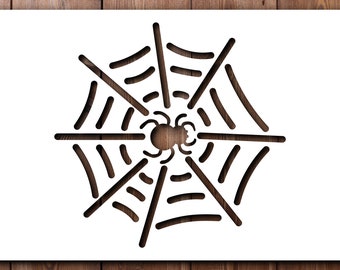 May include: A black and white illustration of a spider web with a spider in the center.