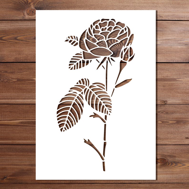 Rose Stencil A4 A3 Size 190 Micron Mylar Reusable Flexible Home Decor ...