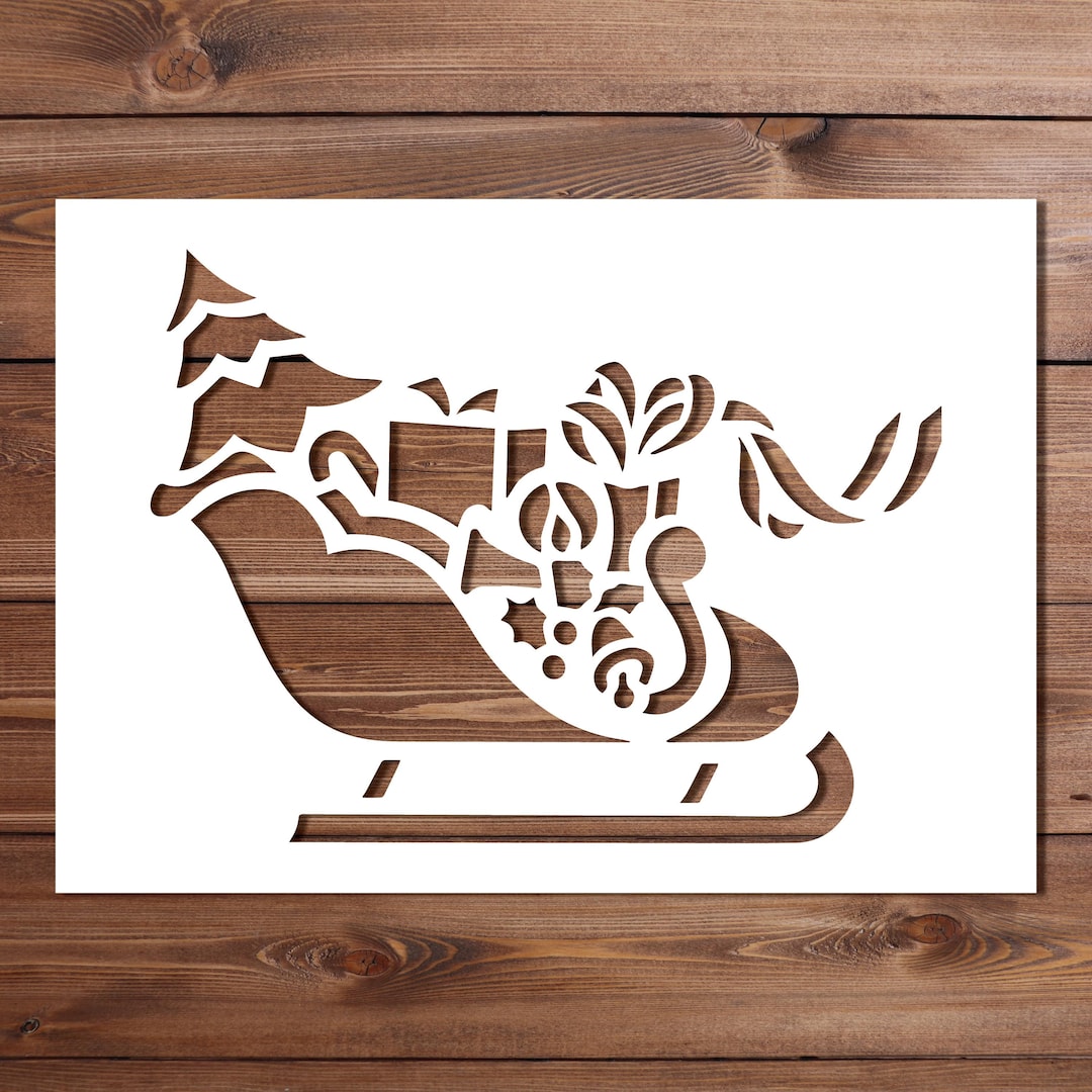 Sleigh Stencil A4 A3 Size - 190 Micron Mylar Reusable Flexible Home ...