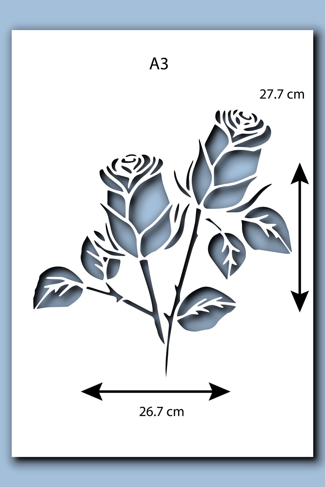 Two Roses Stencil A4 A3 Size 190 Micron Mylar Petals Reusable Flexible ...