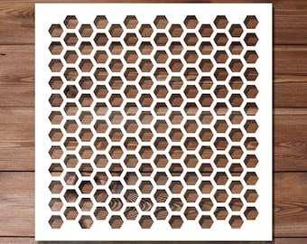 Honeycomb Square Stencil - 30cm x 30cm Size - 250 Micron Mylar Reusable Flexible Home Decor Craft Pattern Painting Bee Honey Hexagon