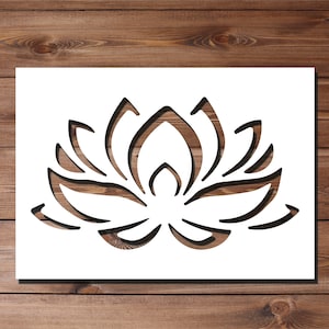 Pochoir fleur de lotus - A4 A3 taille 190 microns Mylar réutilisable flexible maison artisanat Bouddha Zen Om bouddhisme méditation motif peinture murale