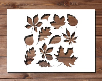 Blattmuster Schablone A4 A3 Größe 190 Mikron Mylar Wiederverwendbar Flexible Wohnkultur Handwerk Blumen Braun Blätter Herbst Herbstmuster Malerei