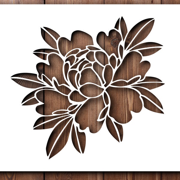 Peony Flower Stencil A4 A3 Size Abstract Art Reusable Flexible Home Decor Craft Yoga Indian Bloom Pattern Furniture Fabric Wall Painting
