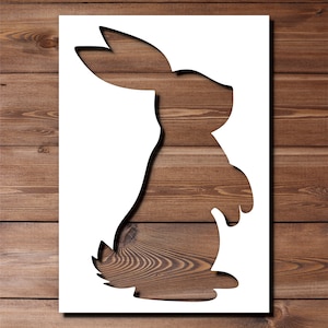 Rabbit Stencil A4 A3 Size 190 Micron Mylar Reusable Flexible Home Decor Craft Wild Cute Animal Hare Nursery Pattern Fabric Wall Painting