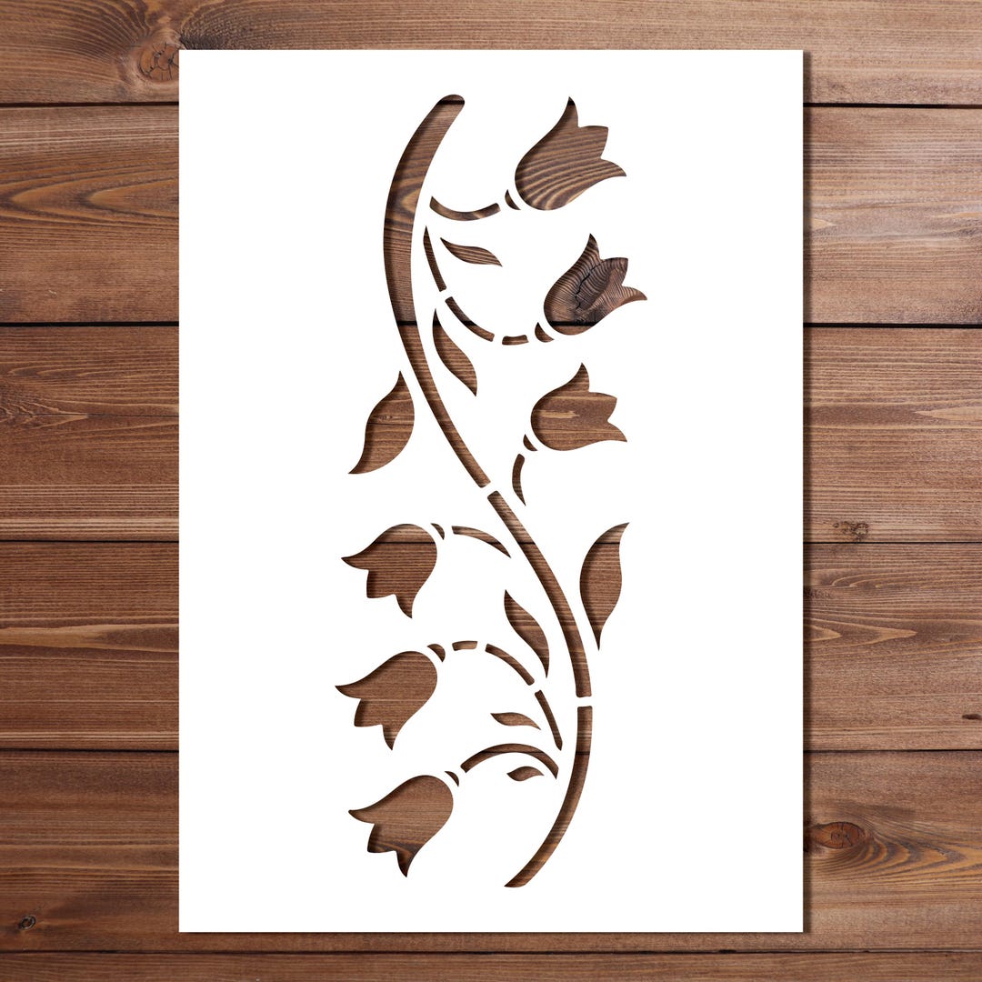 Floral Vine Stencil for Wood Painting - Bell Flower Wall Stencil ...