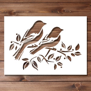 Birds on branch Stencil A4 A3 Size 190 Micron Mylar Reusable Flexible Home Decor Craft House Tree Forest Furniture Fabric Wall Painting