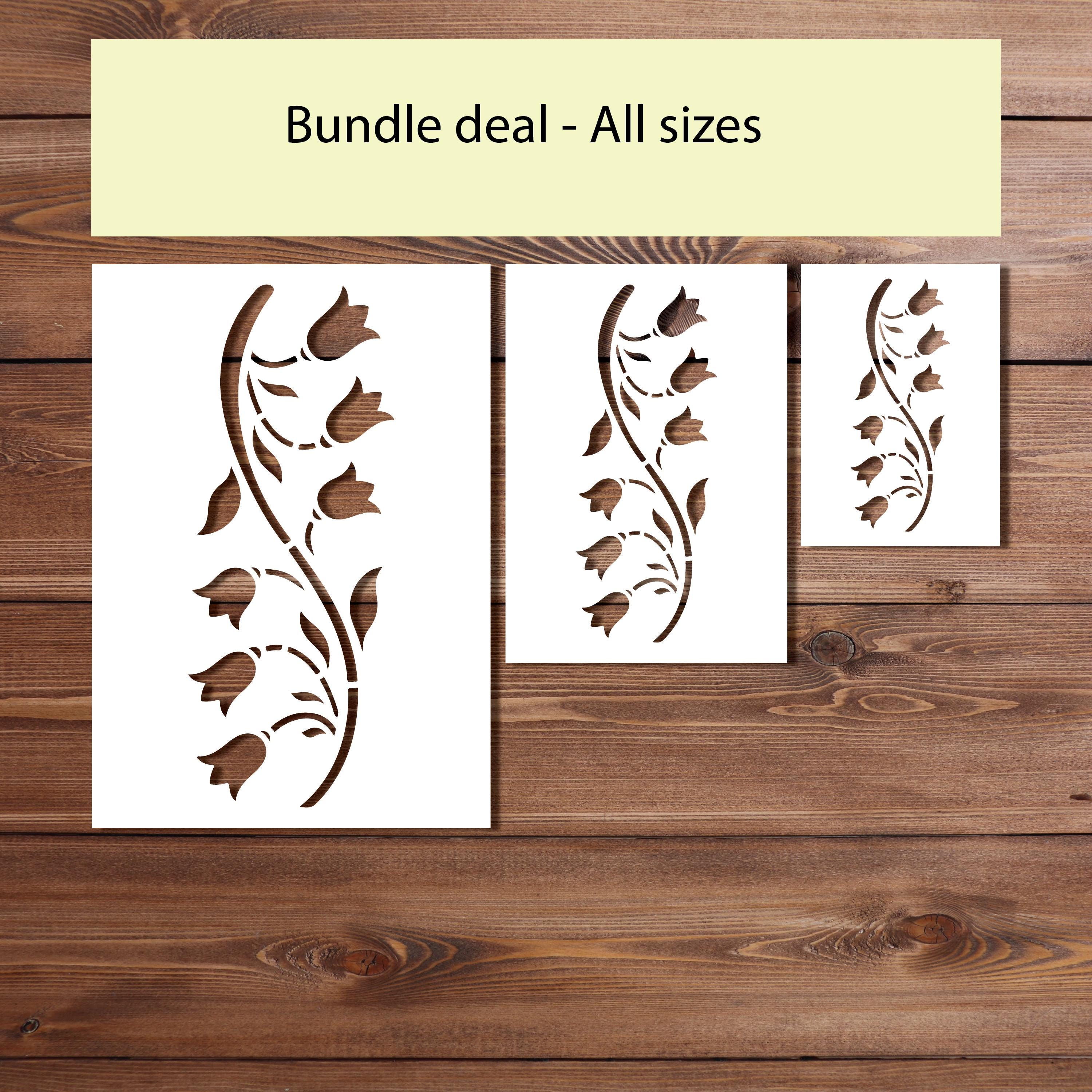 Floral Vine Stencil for Wood Painting - Bell Flower Wall Stencil ...