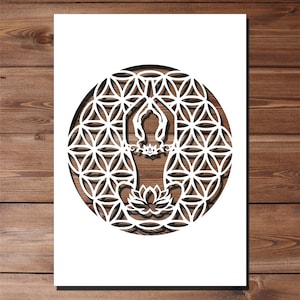 Bouddha zen - pochoir Om A4 A3 taille 190 microns Mylar réutilisable flexible décoration d'intérieur artisanat motif tissu peinture murale