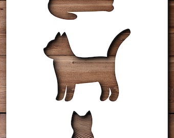 Plantilla de 3 diseños de gatos, tamaño A5, A4 y A3, 190 micras, Mylar, reutilizable, flexible, decoración del hogar, manualidades, casa, lindos animales, muebles, tela, pintura de pared