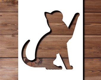 Plantilla de gatito (tamaño A5, A4, A3), 190 micras, reutilizable, flexible, para decoración del hogar, manualidades, bonito diseño de animal de compañía, para guardería, pintura de pared de tela