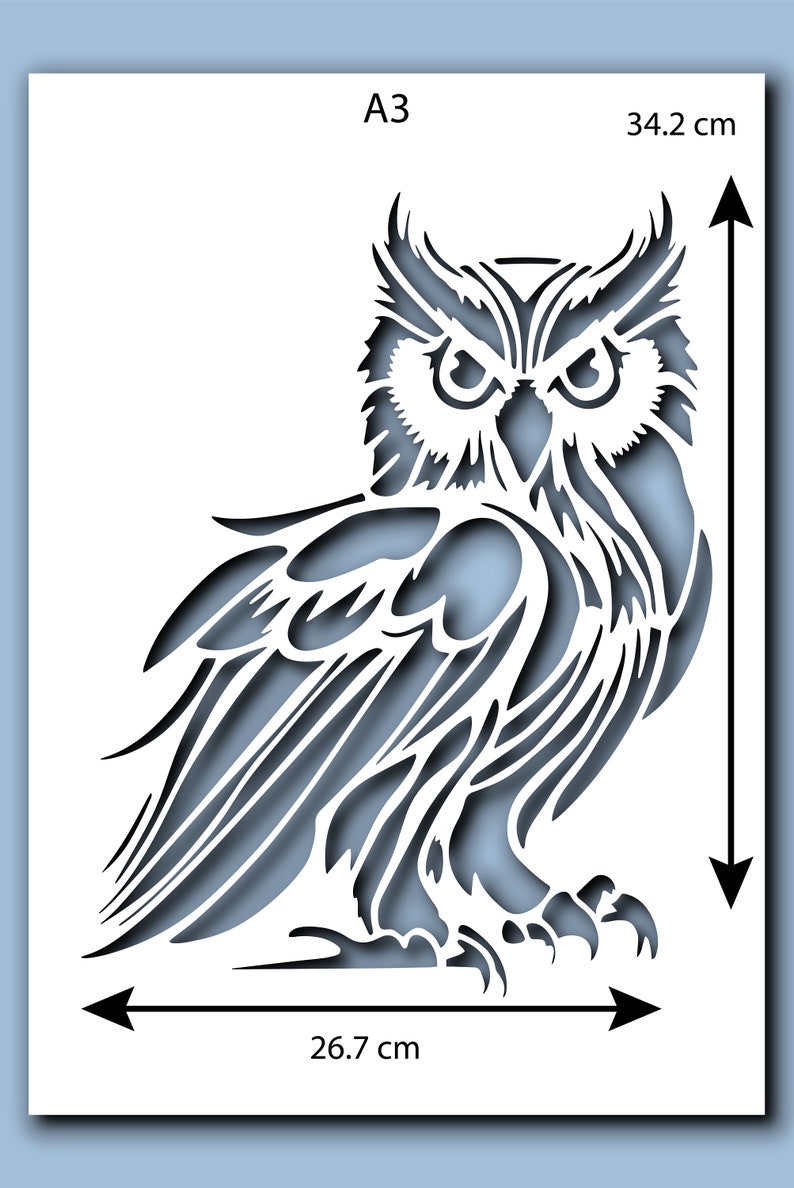 Owl Stencil A4 A3 Size 190 Micron Mylar Stencil Reusable Flexible Home ...