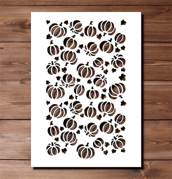 Pumpkin Fall Pattern Stencil A4 A3 Size 190 Micron Mylar Reusable Flexible Home Decor Craft Halloween Spooky Autumn House Wall Painting