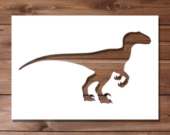 Velociraptor Silhouette Stencil - A5 A4 A3 Size - 190 Micron Mylar Reusable Flexible Dinosaur Fossil Wall Painting Jurassic Bones Claws