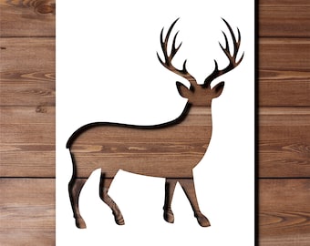 Pochoir cerf A5 A4 A3 taille 190 microns Mylar réutilisable flexible décoration d'intérieur artisanat chasse cerf bois motif animal tissu peinture murale