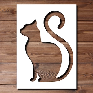 Cat Stencil A4 A3 Size 190 Micron Mylar Reusable Flexible Home Decor Craft Pet Cute Animal Kitten Silhouette Pattern Fabric Wall Painting