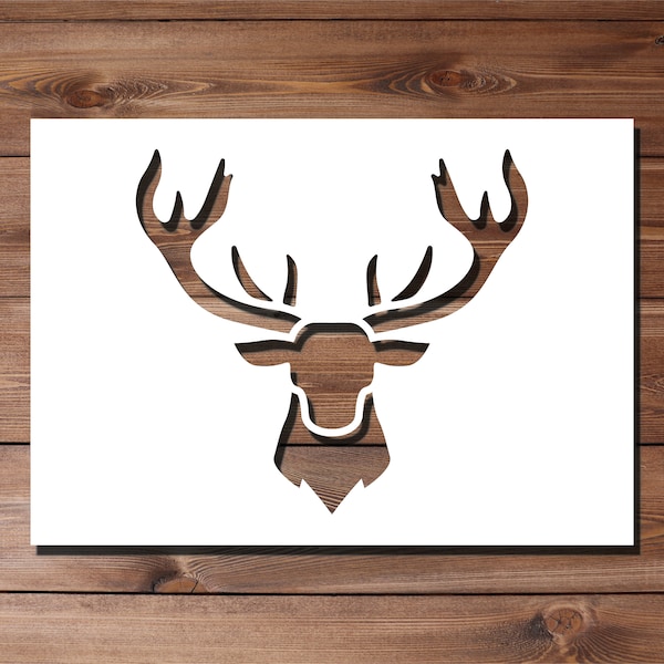 Reindeer Head Stencil A4 A3 Size 190 Micron Mylar Reusable Flexible Home Decor Christmas Ornament Xmas Holidays Winter Festive Season Santa