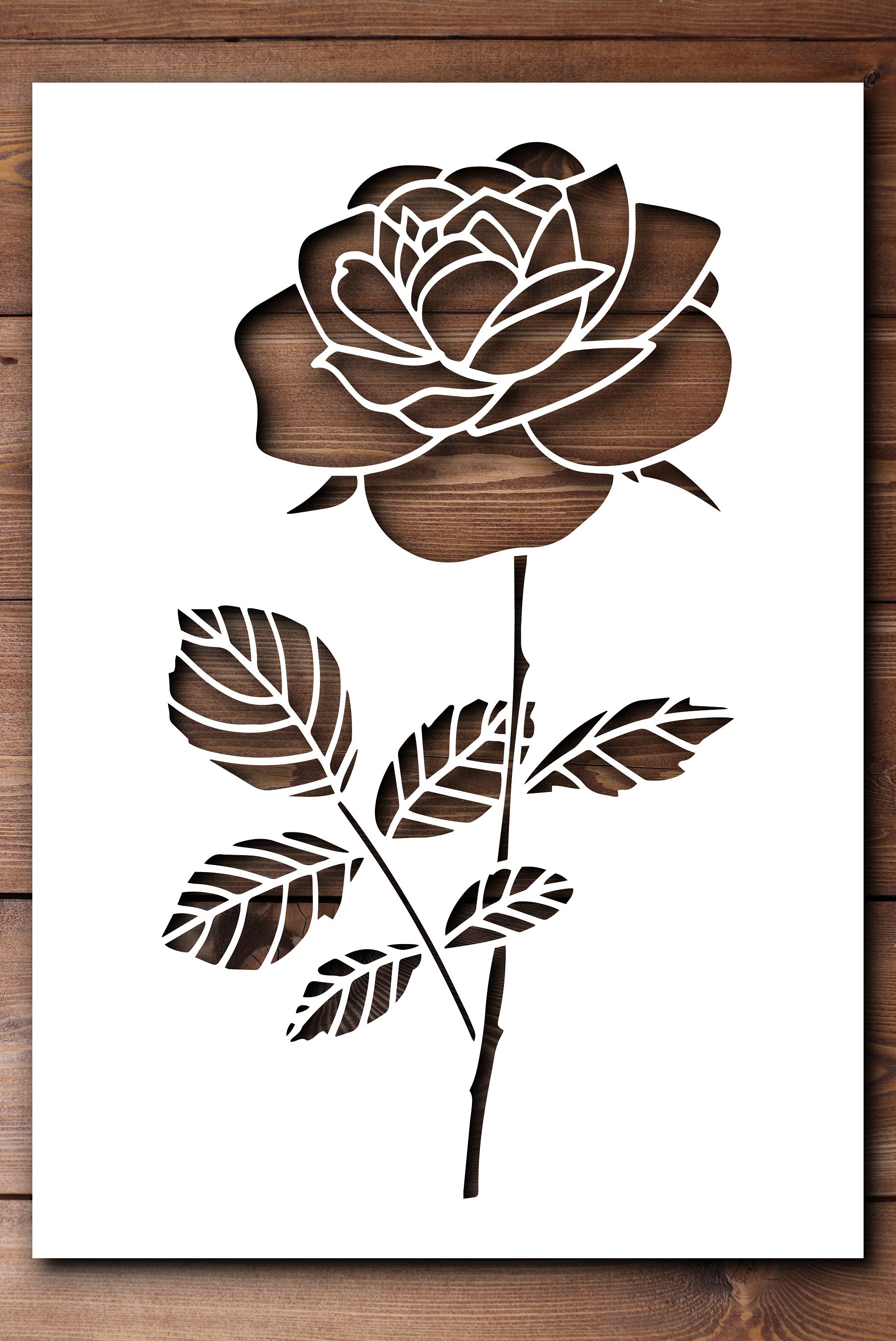 Single Rose Stencil A4 A3 Size 190 Micron Mylar Reusable Flexible Home ...