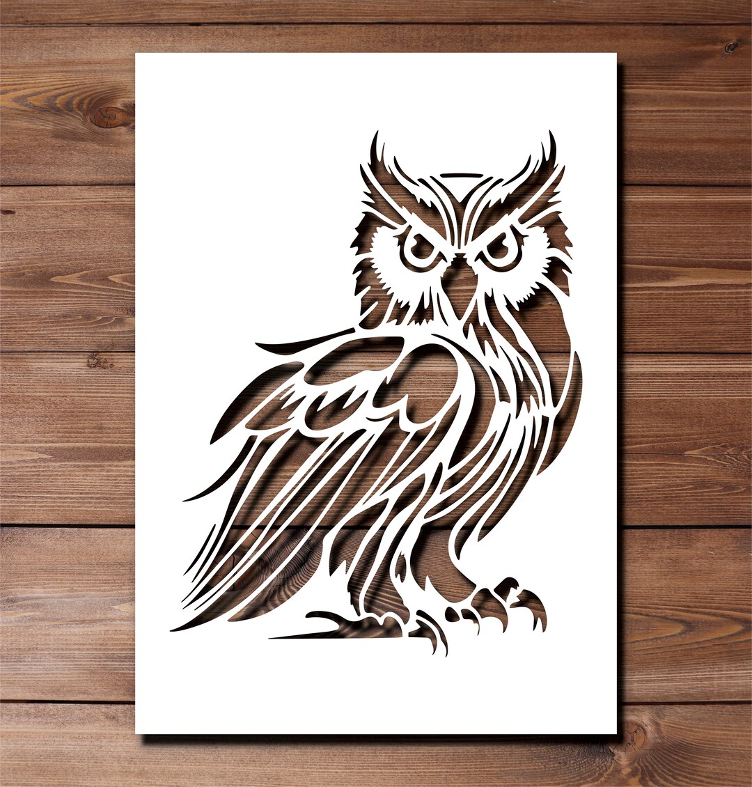 Owl Stencil A4 A3 Size 190 Micron Mylar Stencil Reusable Flexible Home