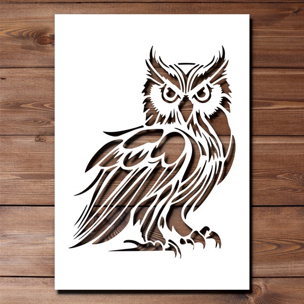 Owl Stencil A4 A3 Size 190 Micron Mylar Stencil Reusable Flexible Home Decor Craft Bird Nocturnal Pattern Furniture Fabric Wall Painting
