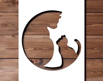 Plantilla de gato y gatito, tamaño A5, A4, A3, 190 micras, reutilizable, flexible, para decoración del hogar, manualidades, silueta de animal, pintura para tela