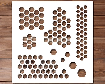 Honeycomb Multiple Sizes Stencil - 30cm x 30cm Size - 250 Micron Mylar Reusable Flexible Home Decor Craft Pattern Painting Bee Honey Hexagon