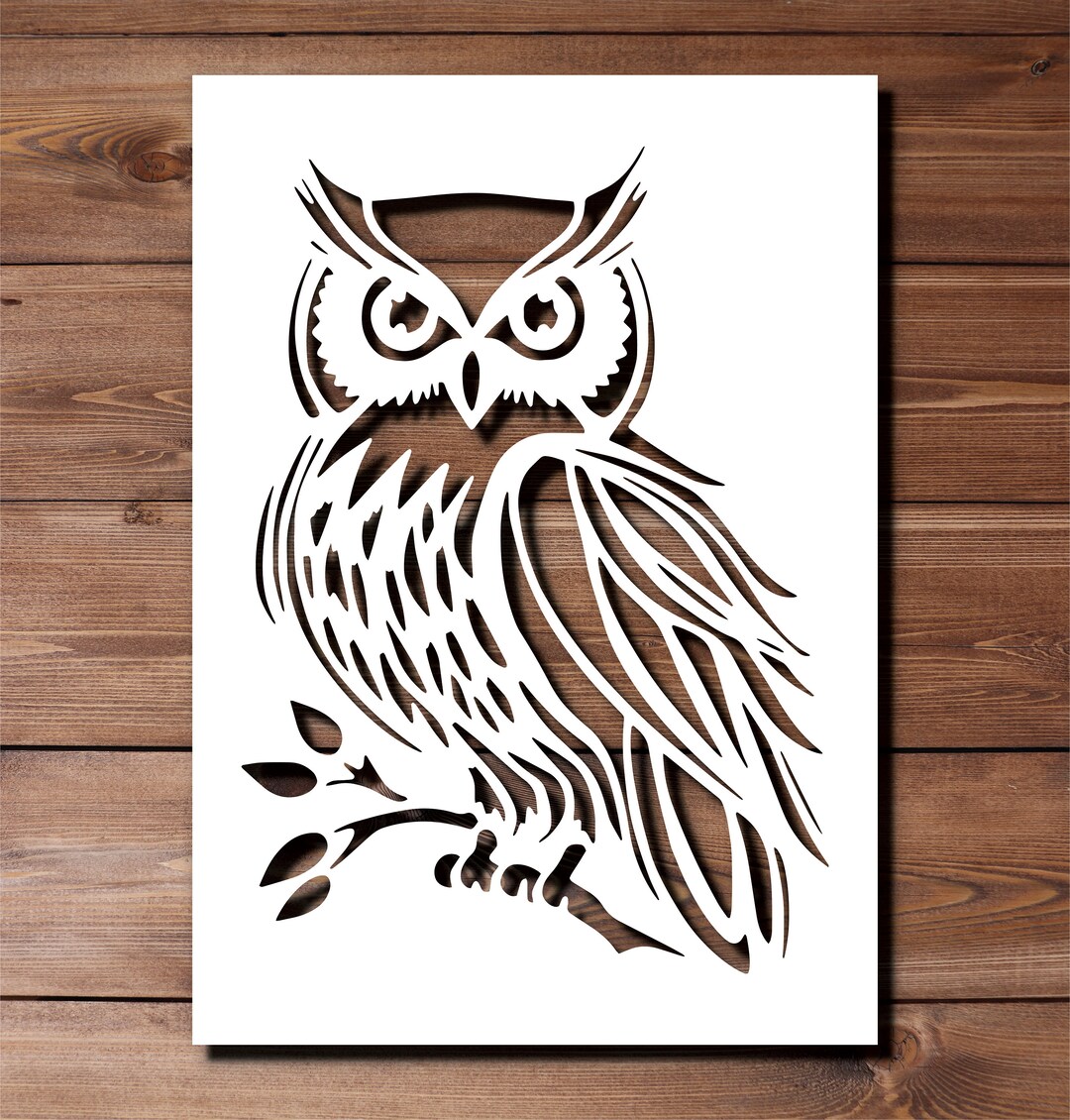 Owl Stencil A4 A3 Size 190 Micron Mylar Reusable Flexible Home Decor ...