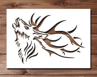 Pochoir wapiti cerf - A4 A3 190 microns Mylar réutilisable flexible décoration d'intérieur artisanat bois de cerf chasse aux animaux de la forêt Buck peinture murale
