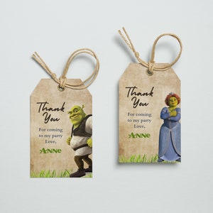 Shrek Thank You Tag editierbar, Shrek druckbarer Tag, Party-Gastgeschenk