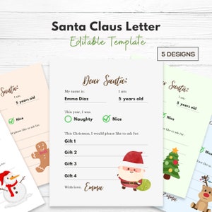 Weihnachtsmann-Briefvorlage, Frohe Weihnachten-Brief, Druckbarer Brief an den Weihnachtsmann