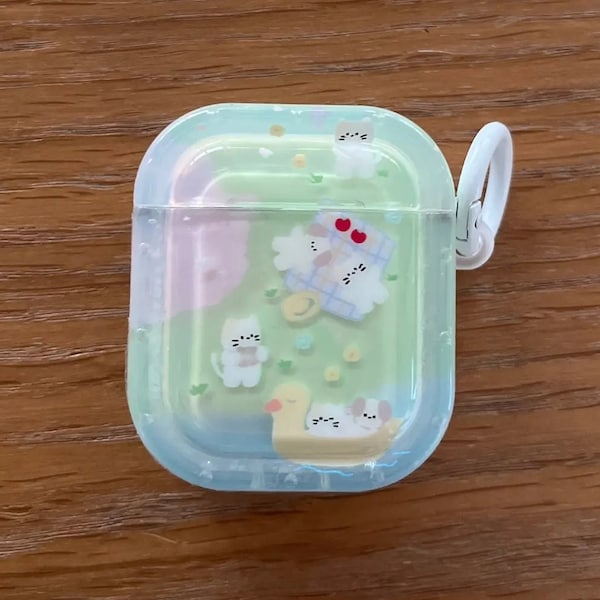 Cute AirPods Case - Dog Cat AirPods - AirPods Pro 2 Case - Airpods 3 Case - Apple AirPods Cover - Green Clear Case - For Her - Christmas