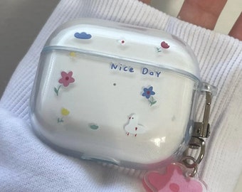 Cute Flower AirPods Case, Clear AirPods Case, AirPods Pro 2, AirPod Case, Floral AirPods Cover, Christmas Gift for Her,