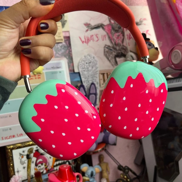 AirPods Max Strawberry Earbuds Attachment / AirPods Max Case Cover / 3D Print Strawberry Colorful AirPods Max Case / Funky AirPods Max Case