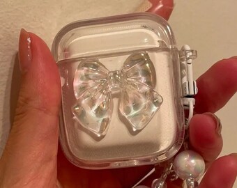 Crystal Clear AirPods Case with Bow - AirPods Pro 2 Case - AirPod Case for Her - Christmas Gift - Apple Headphone Case